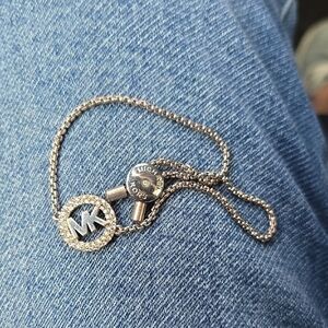 Michael Kors Gold-Tone Pavé MK Slider Bracelet